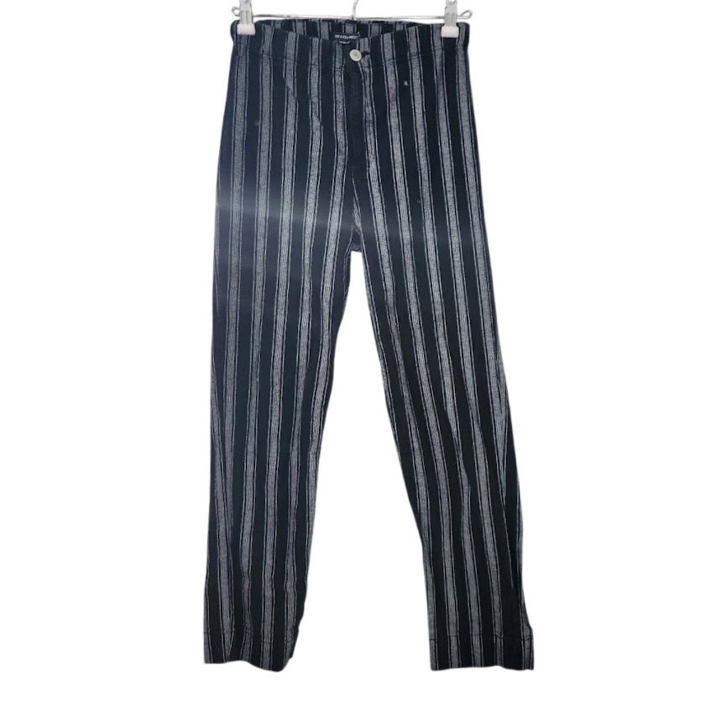 Brandy Melville Black White Vertical Striped Straight Leg Pants Womens Small 270
